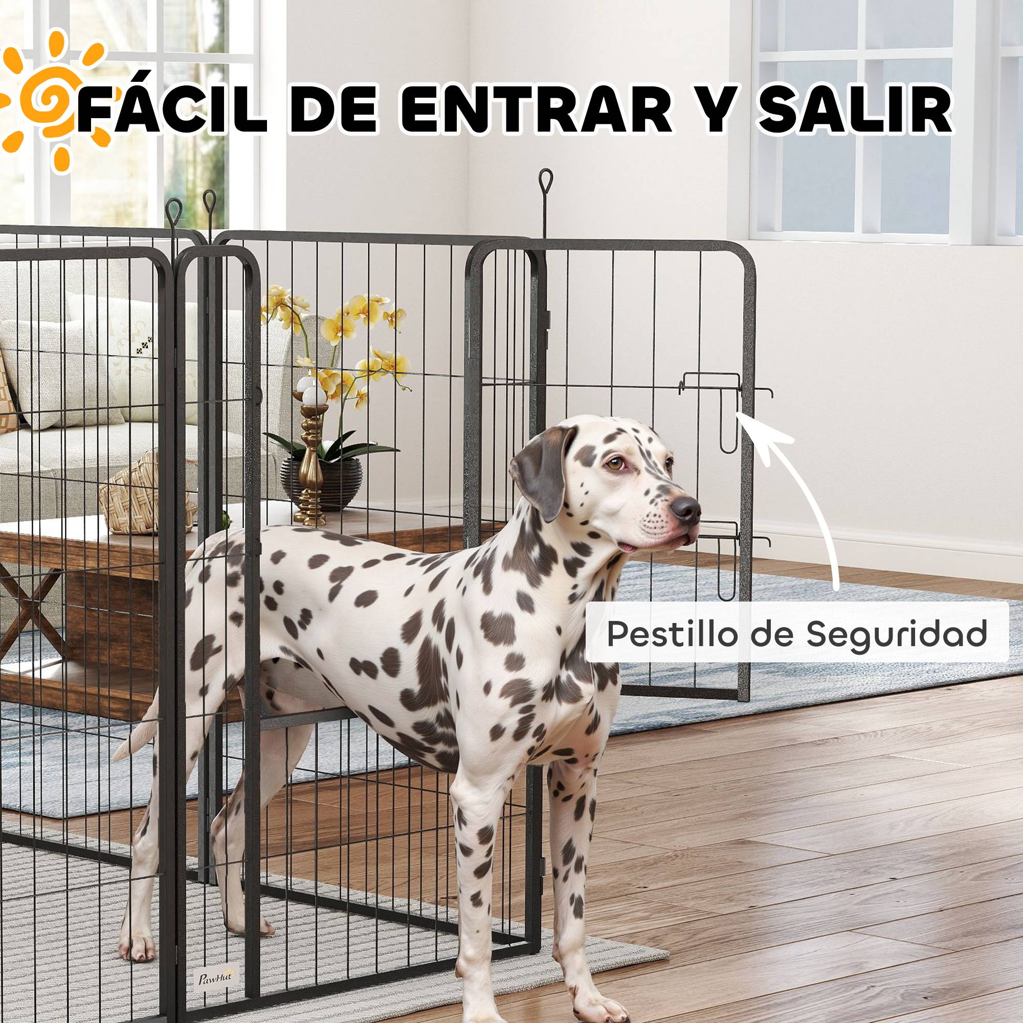Parc pour chien à 8 panneaux, 100 cm de haut, avec porte, pour une utilisation intérieure et extérieure, noir - Image 7