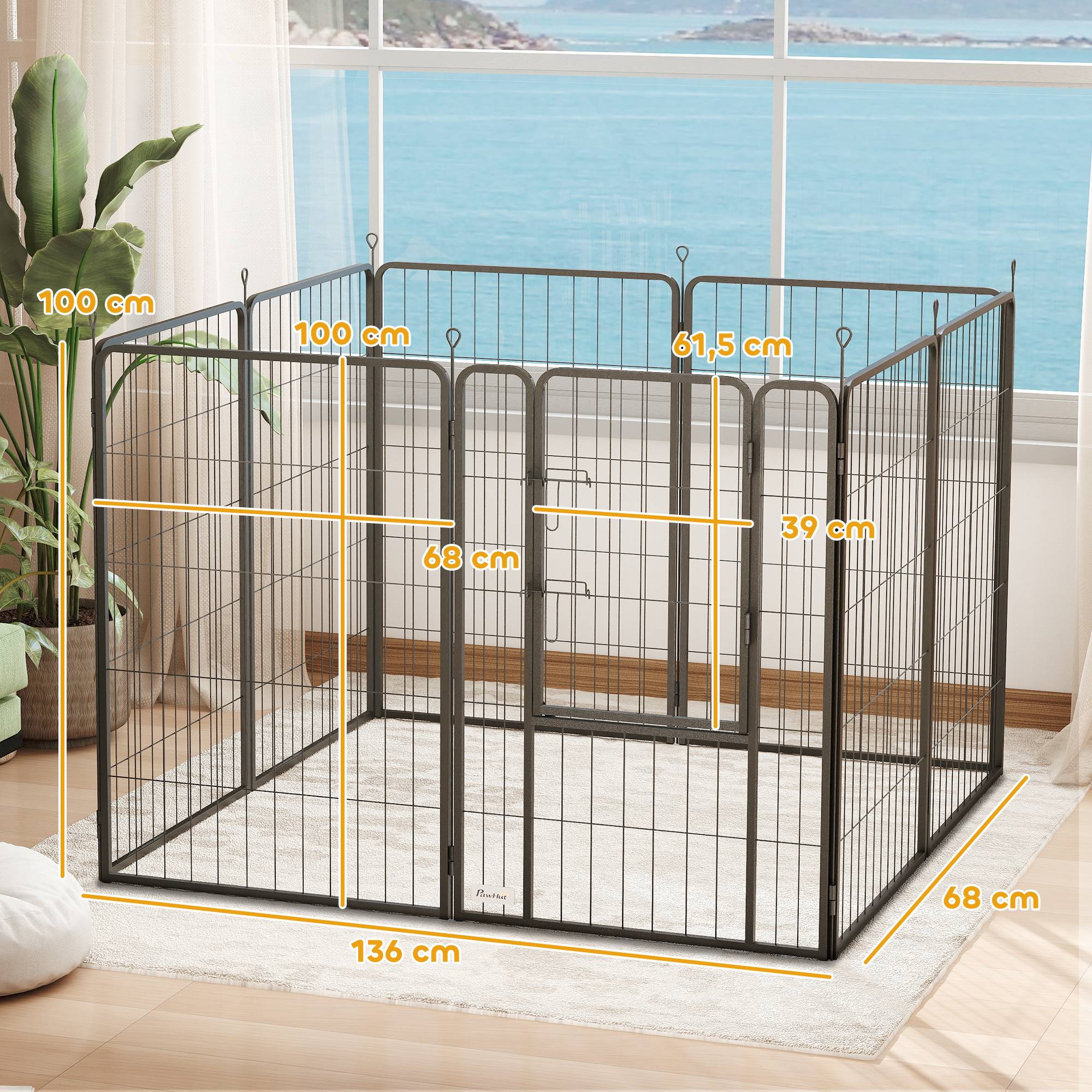 Parc pour chien à 8 panneaux, 100 cm de haut, avec porte, pour une utilisation intérieure et extérieure, noir - Image 5