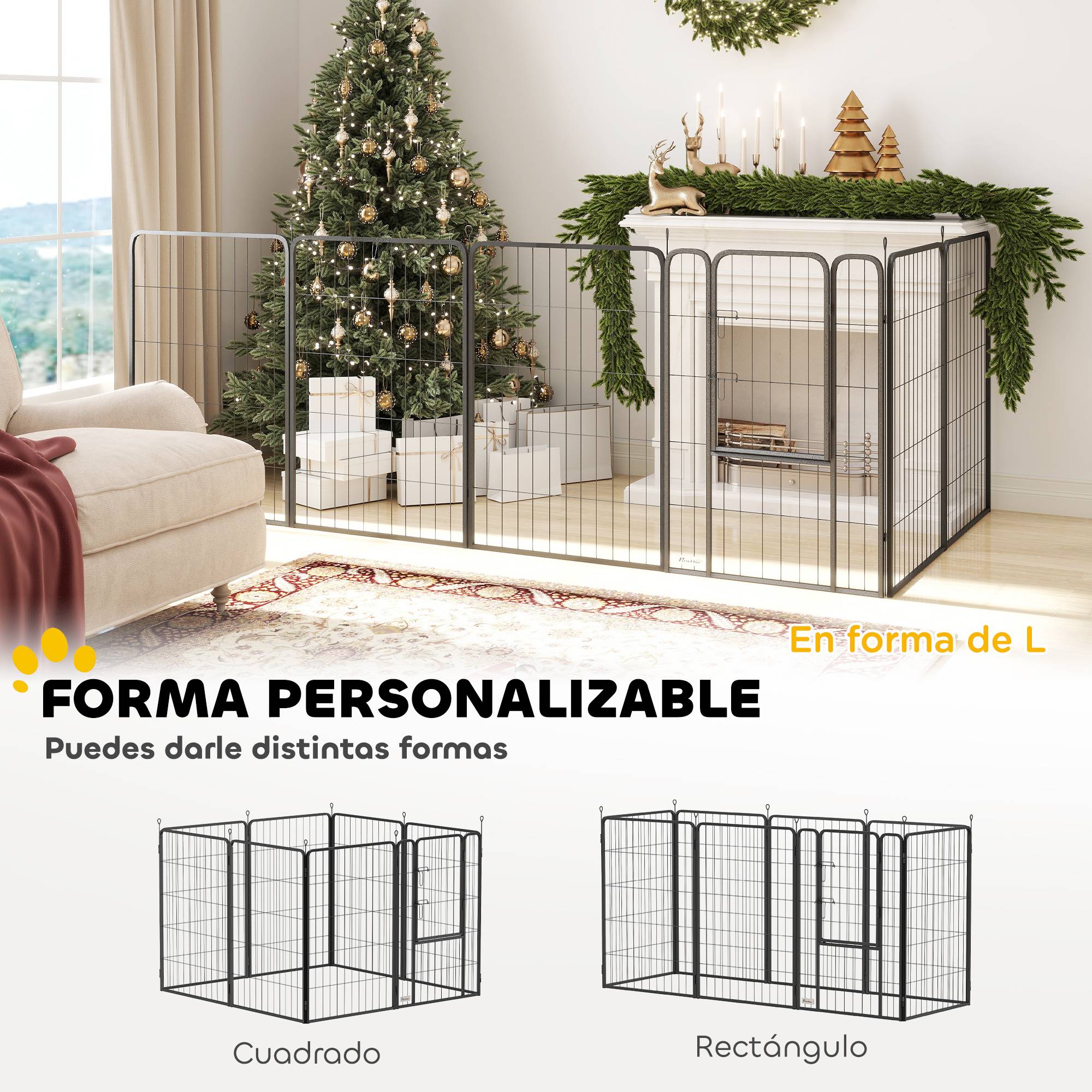 Parc pour chien à 8 panneaux, 100 cm de haut, avec porte, pour une utilisation intérieure et extérieure, noir - Image 6