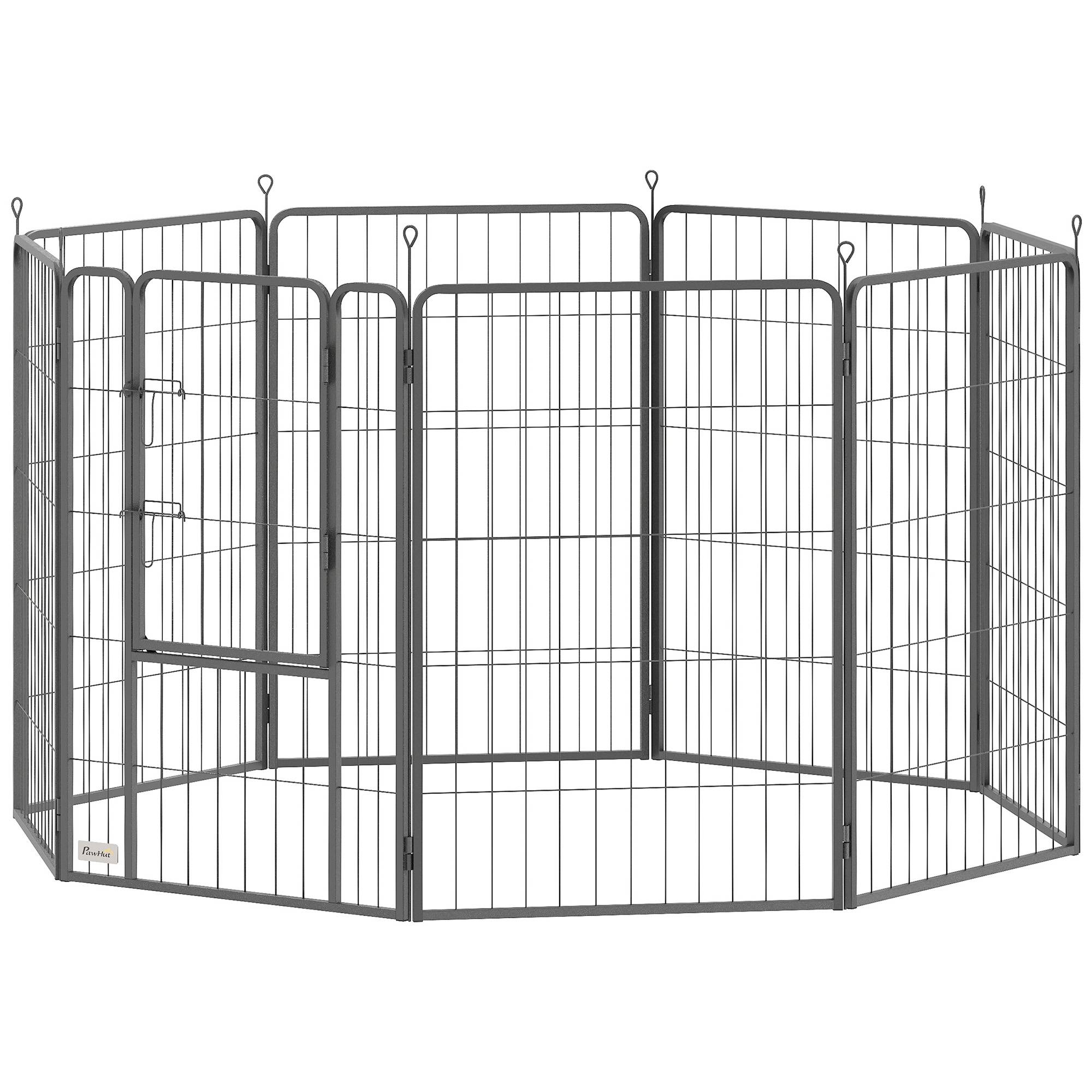 Parc pour chien à 8 panneaux, 100 cm de haut, avec porte, pour une utilisation intérieure et extérieure, noir - Image 2