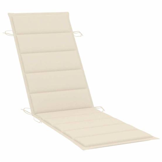 Transat chaise longue Bois acacia Jardin Pliable table coussin Crème - ComfortXL Outdoor Living - Image 5