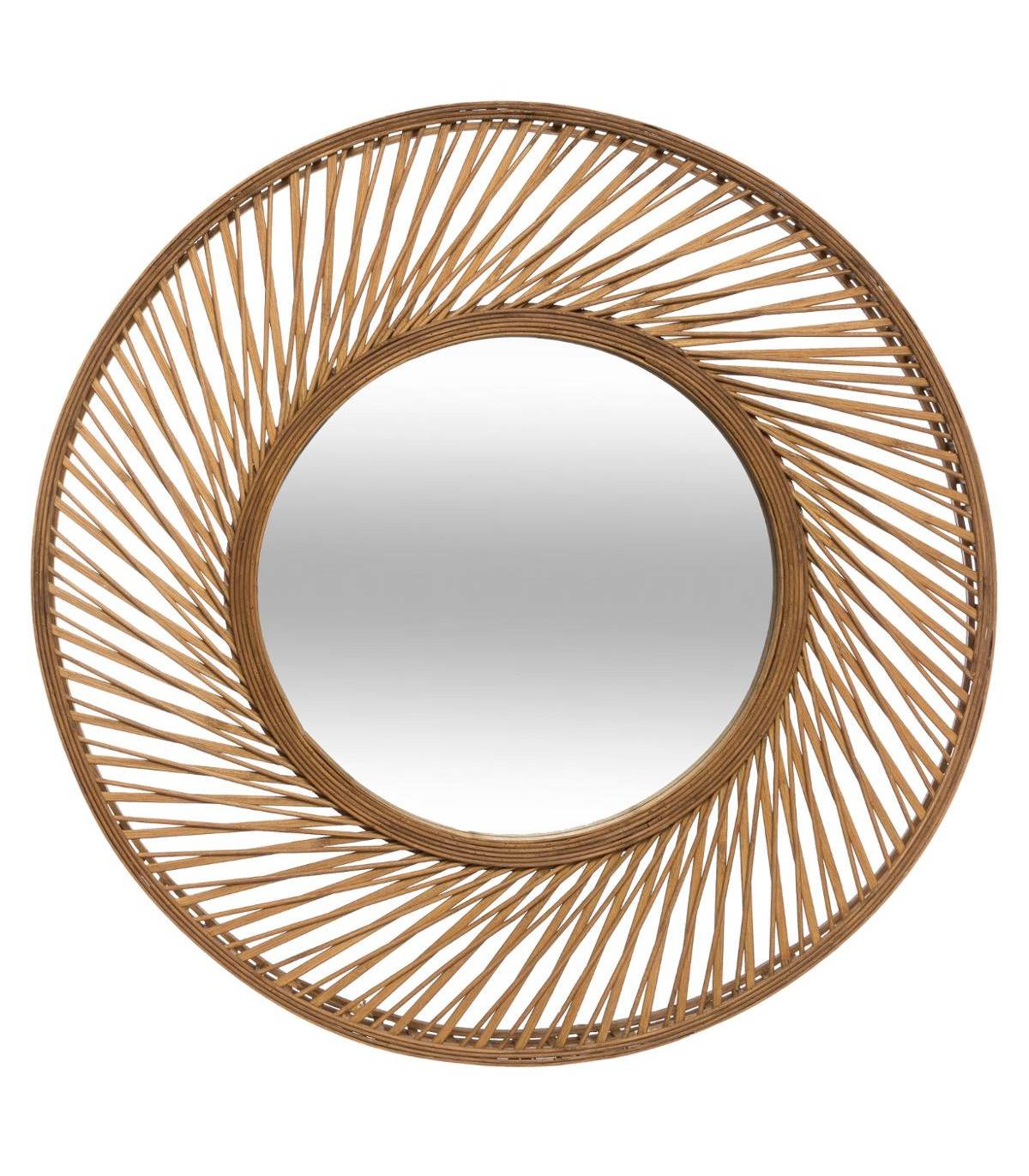 Grand Miroir mural spirale en Bambou naturel D 72 cm - Imagen 1