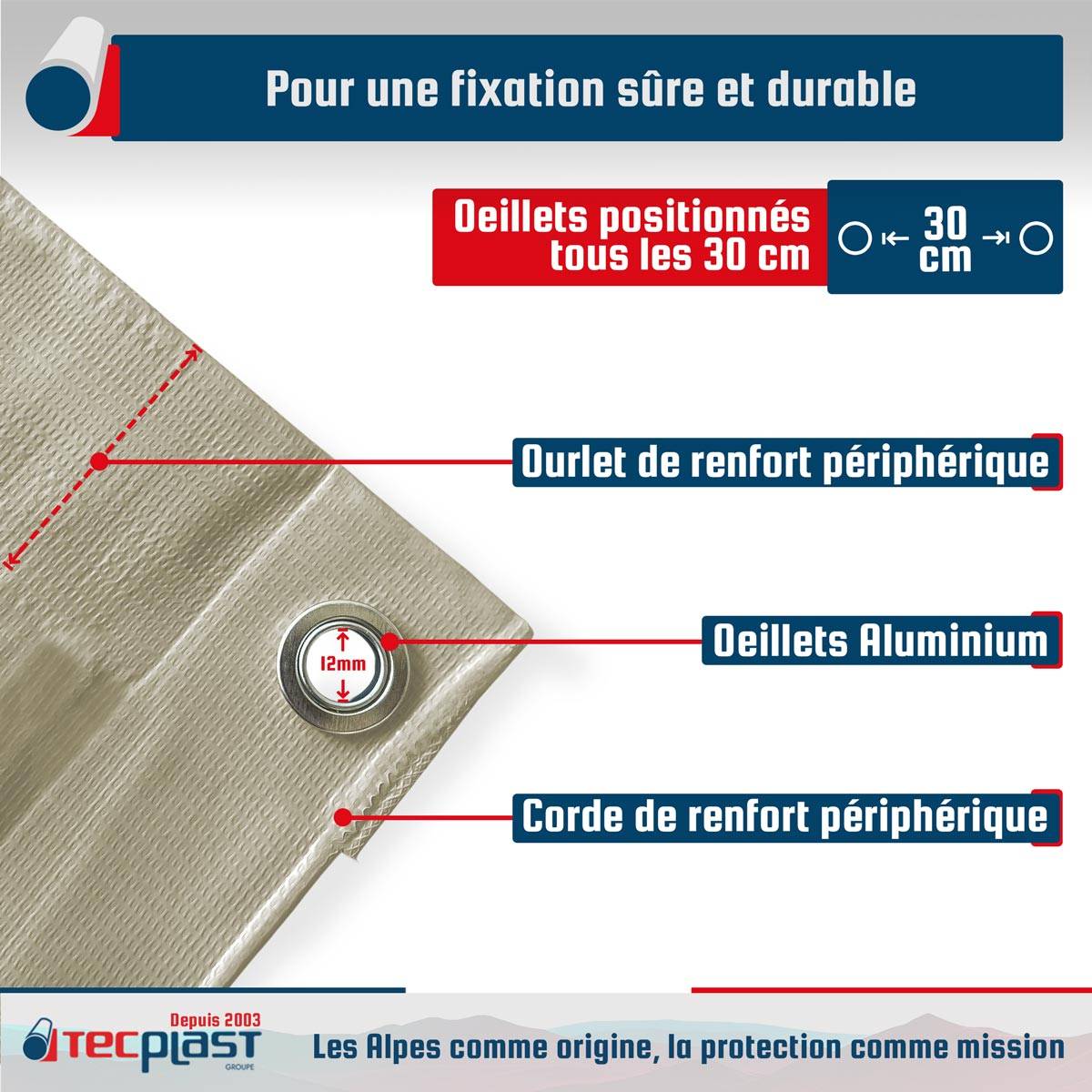 Tecplast - Bâche PVC 2,5x3 m Blanc Crème - Garantie 5 ans - LP506MU - Bâche de protection étanche - Résistance Anti-UV TECPLAST - Imagen 5