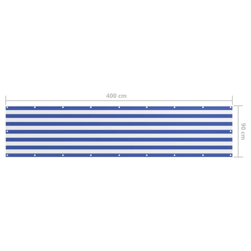 Helloshop26 - Écran de balcon brise pare vue protection confidentialité 90 x 400 cm tissu oxford blanc et bleu - Imagen 5