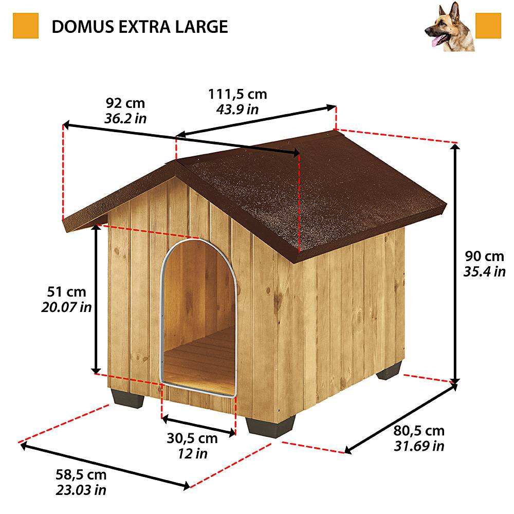 Ferplast - Ferplast Niche pour chiens pour l'extérieur DOMUS EXTRA LARGE en bois FSC, Pieds isolants en plastique, Grille pour l'aération, Porte anti-morsures en - Imagen 2