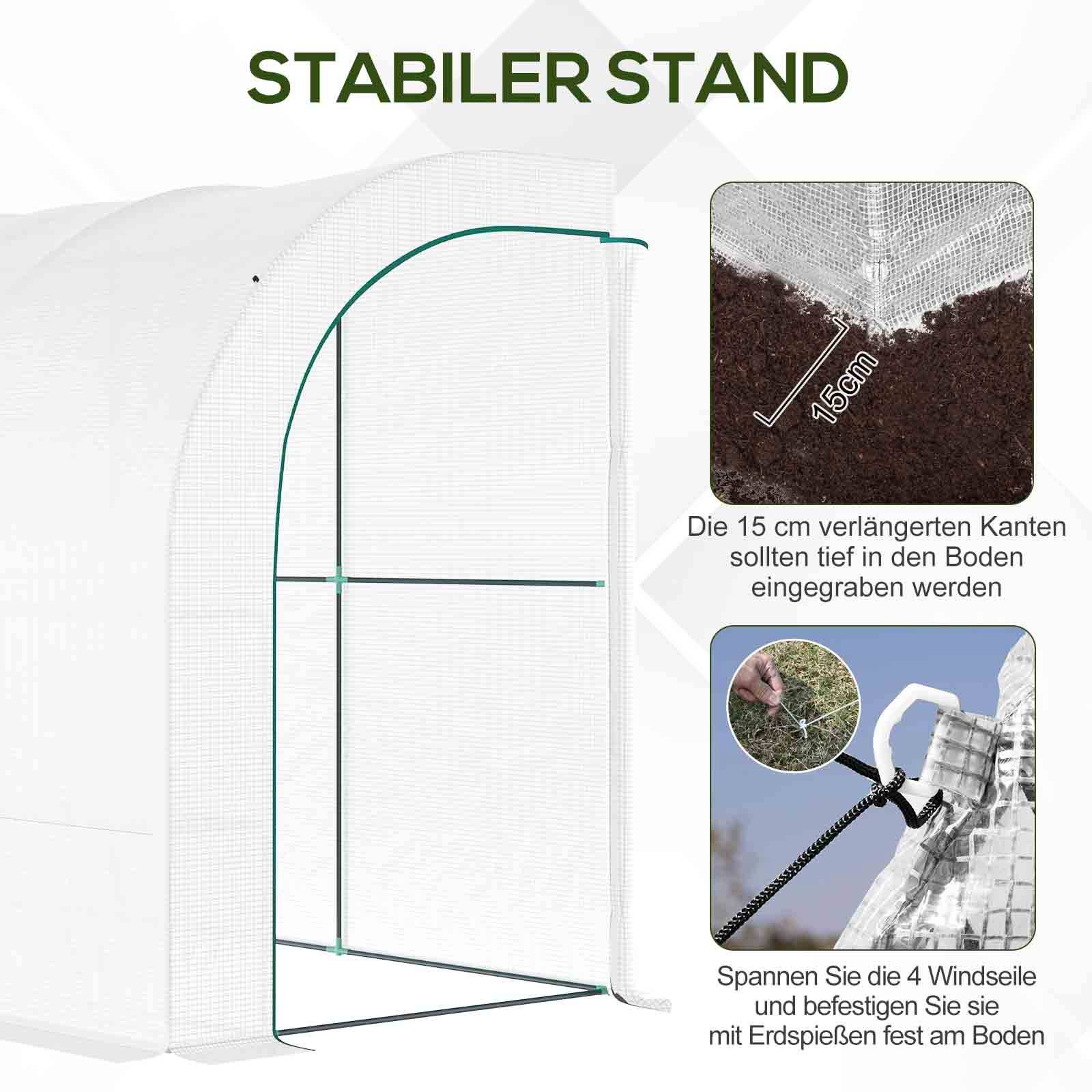 Serre adossée acier extérieur avec étagères 300x150x213cm blanc - ComfortXL Outdoor Living - Image 6
