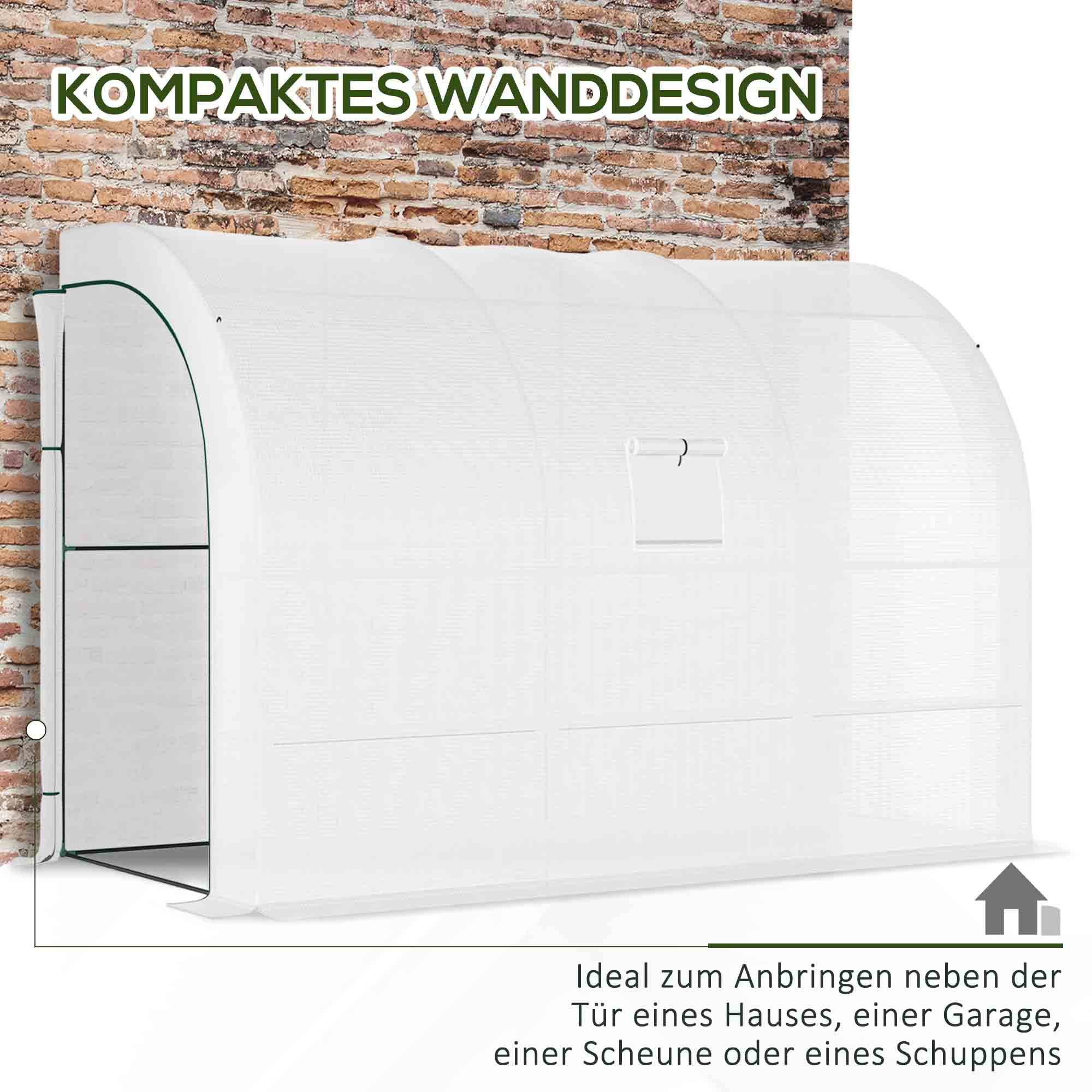 Serre adossée acier extérieur avec étagères 300x150x213cm blanc - ComfortXL Outdoor Living - Image 8