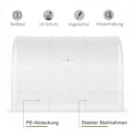 Serre adossée acier extérieur avec étagères 300x150x213cm blanc - ComfortXL Outdoor Living - Image 7