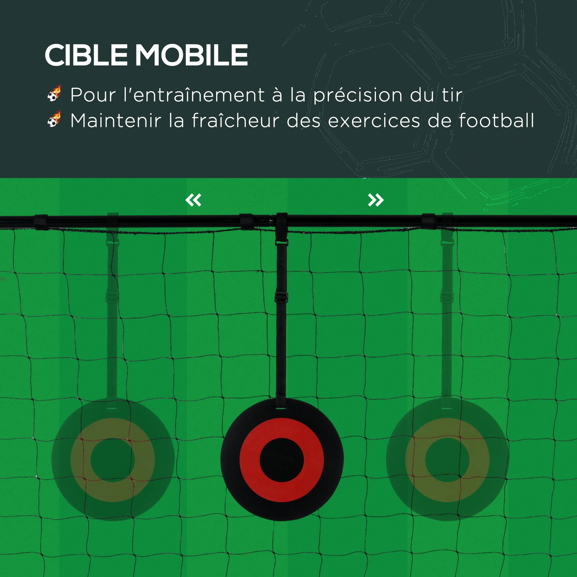 Sportnow - But de football cage de foot avec cible - dim. 213L x 150l x 100H cm - acier PE noir - SPORTNOW - Imagen 5