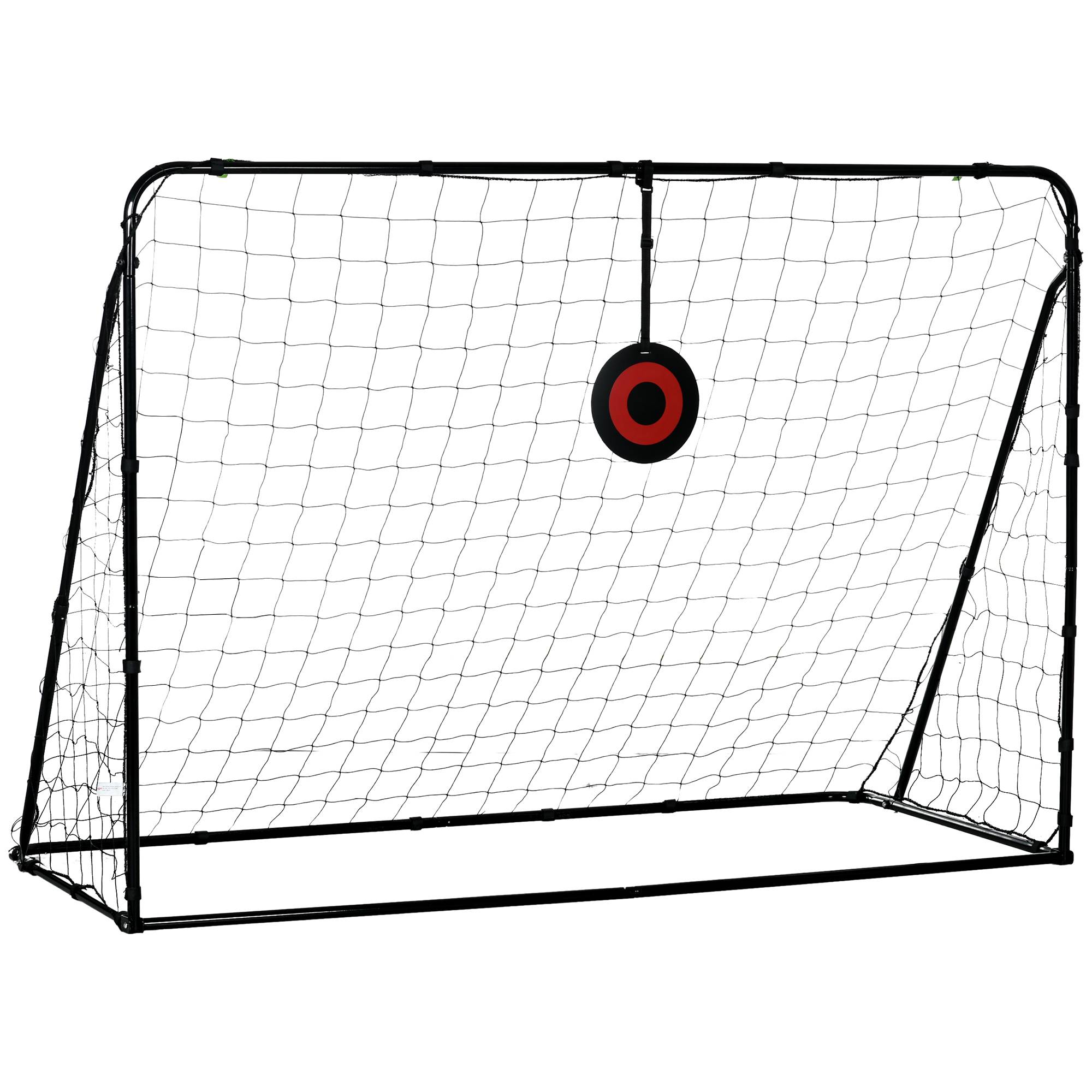 Sportnow - But de football cage de foot avec cible - dim. 213L x 150l x 100H cm - acier PE noir - SPORTNOW - Imagen 1