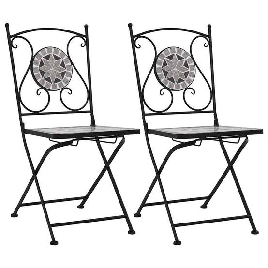 Chaises de bistrot mosaïque Gris 39 x 43 x 86 cm (lot de 2) - PANGIVO - Image 1