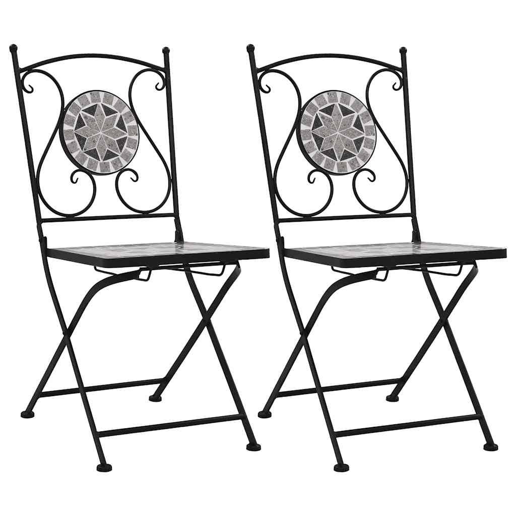 Chaises de bistrot mosaïque Gris 39 x 43 x 86 cm (lot de 2) - PANGIVO - Image 1