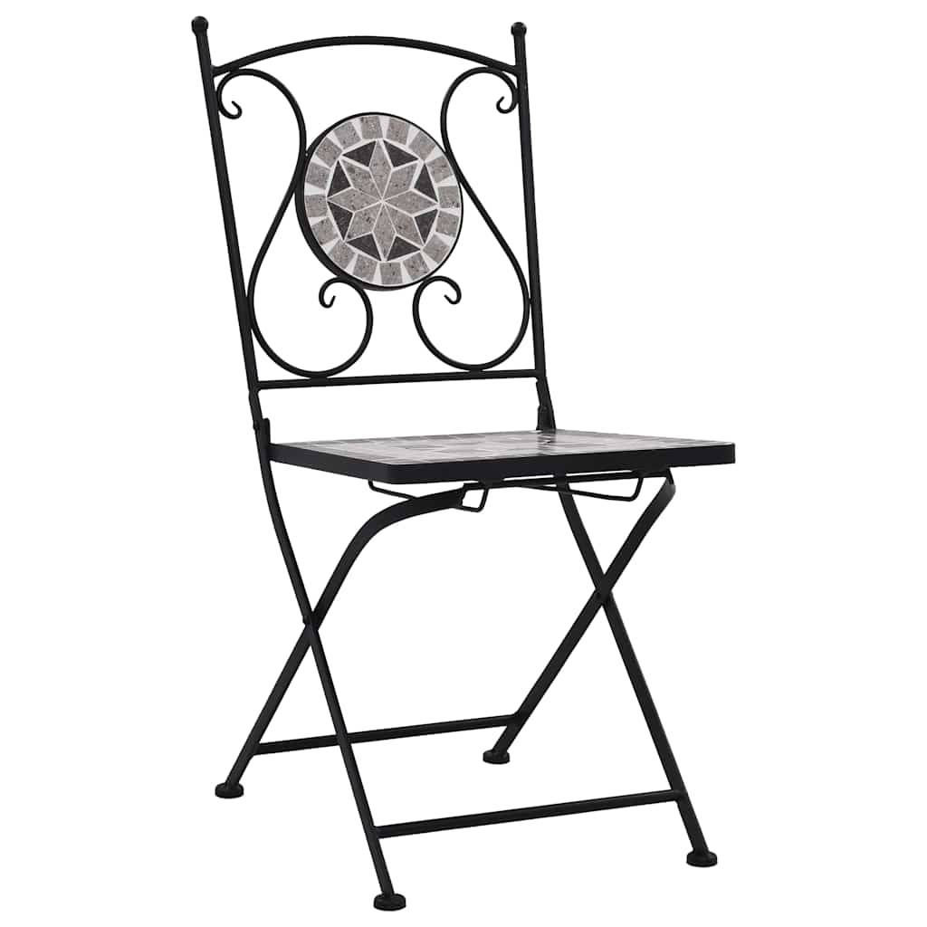 Chaises de bistrot mosaïque Gris 39 x 43 x 86 cm (lot de 2) - PANGIVO - Image 2