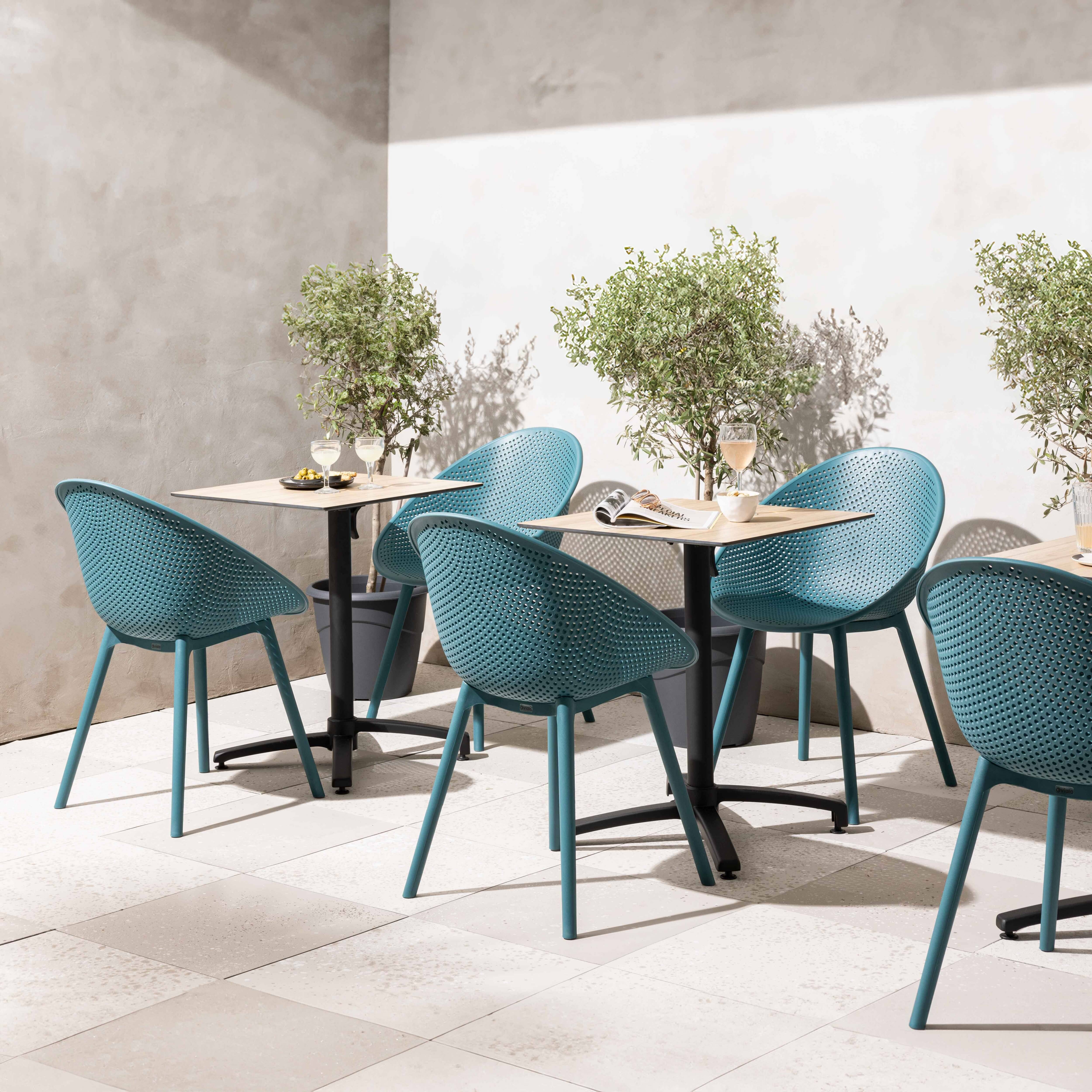 Oviala - Lot de 4 chaises de terrasse en plastique bleu canard Buda - Oviala - Imagen 4