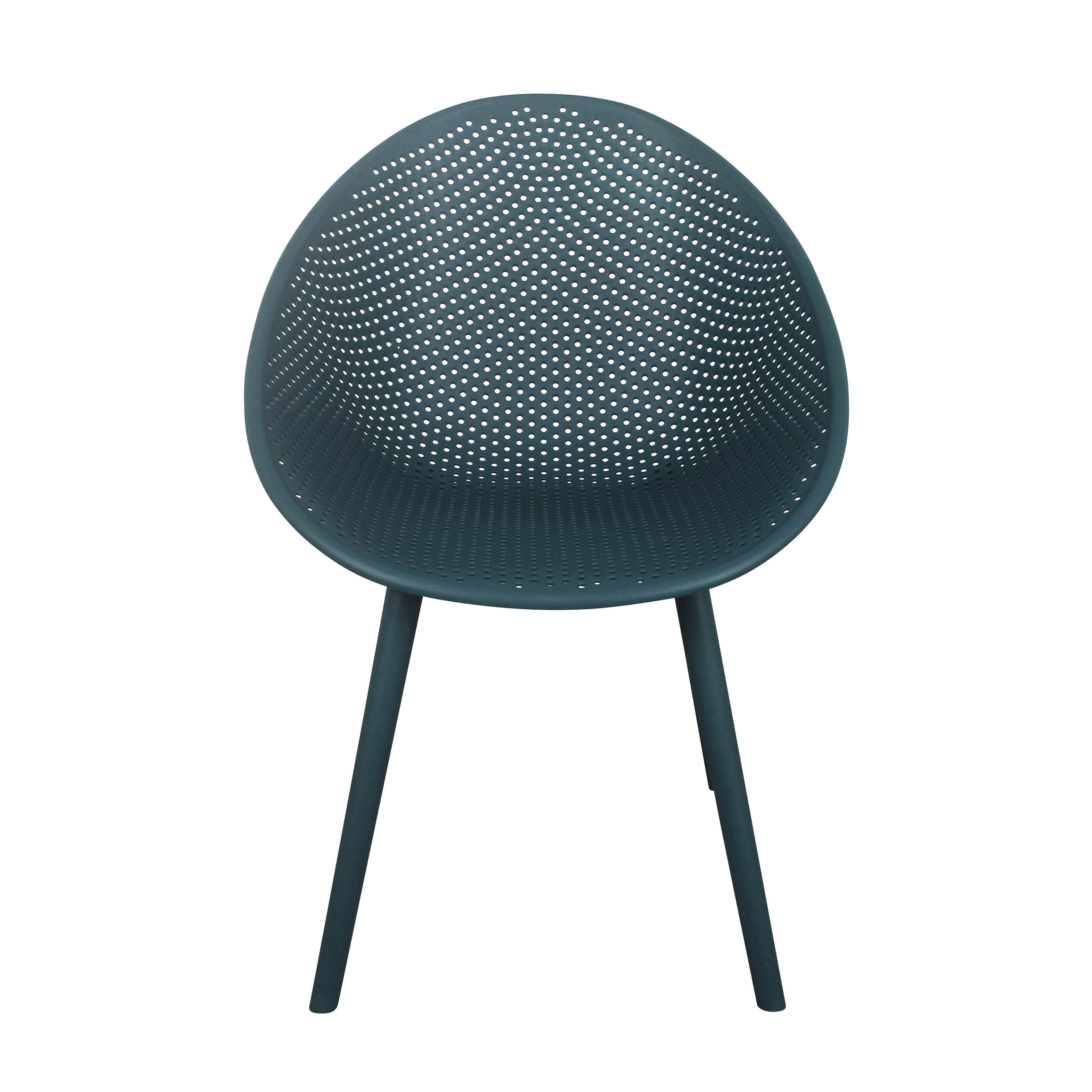 Oviala - Lot de 4 chaises de terrasse en plastique bleu canard Buda - Oviala - Imagen 5