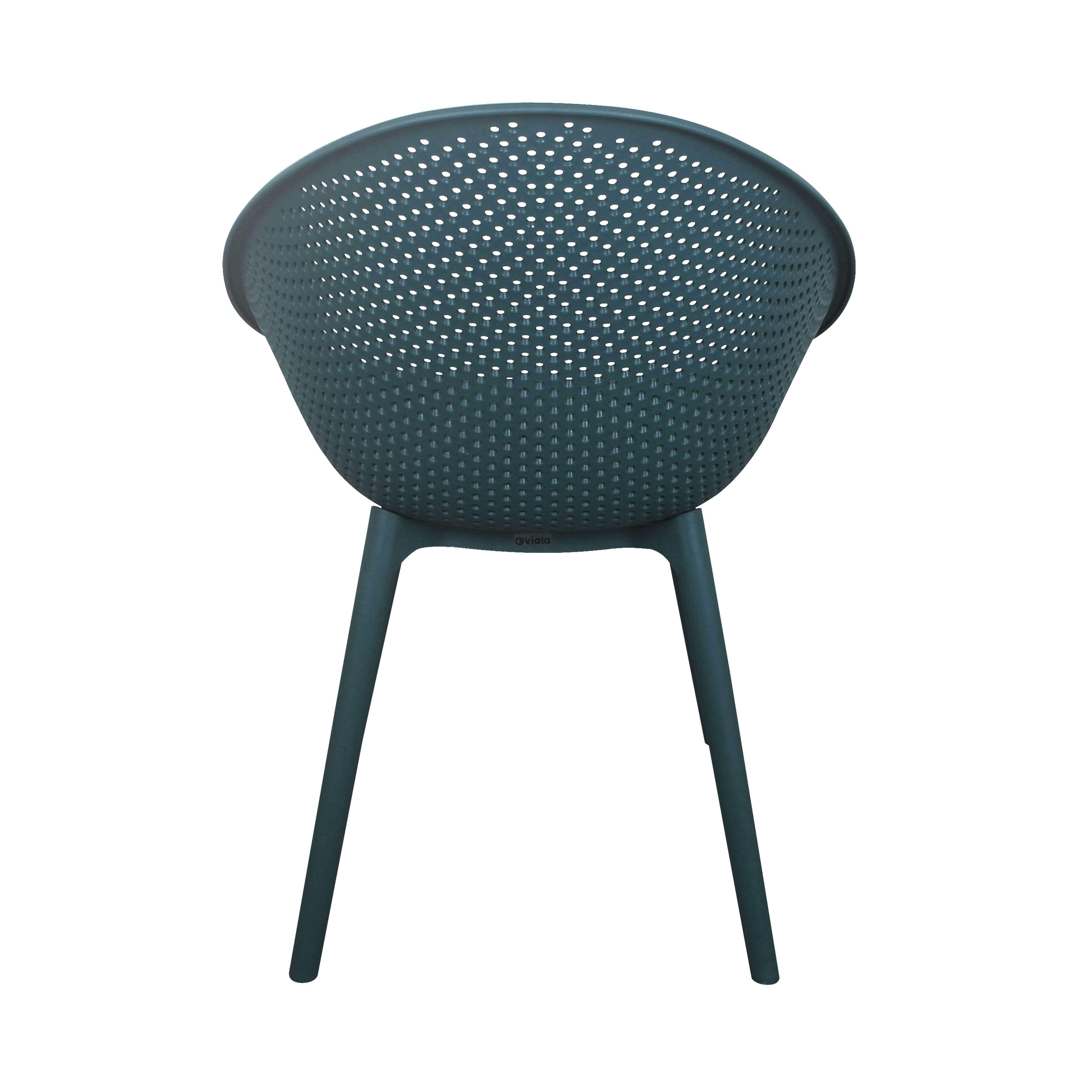 Oviala - Lot de 4 chaises de terrasse en plastique bleu canard Buda - Oviala - Imagen 6