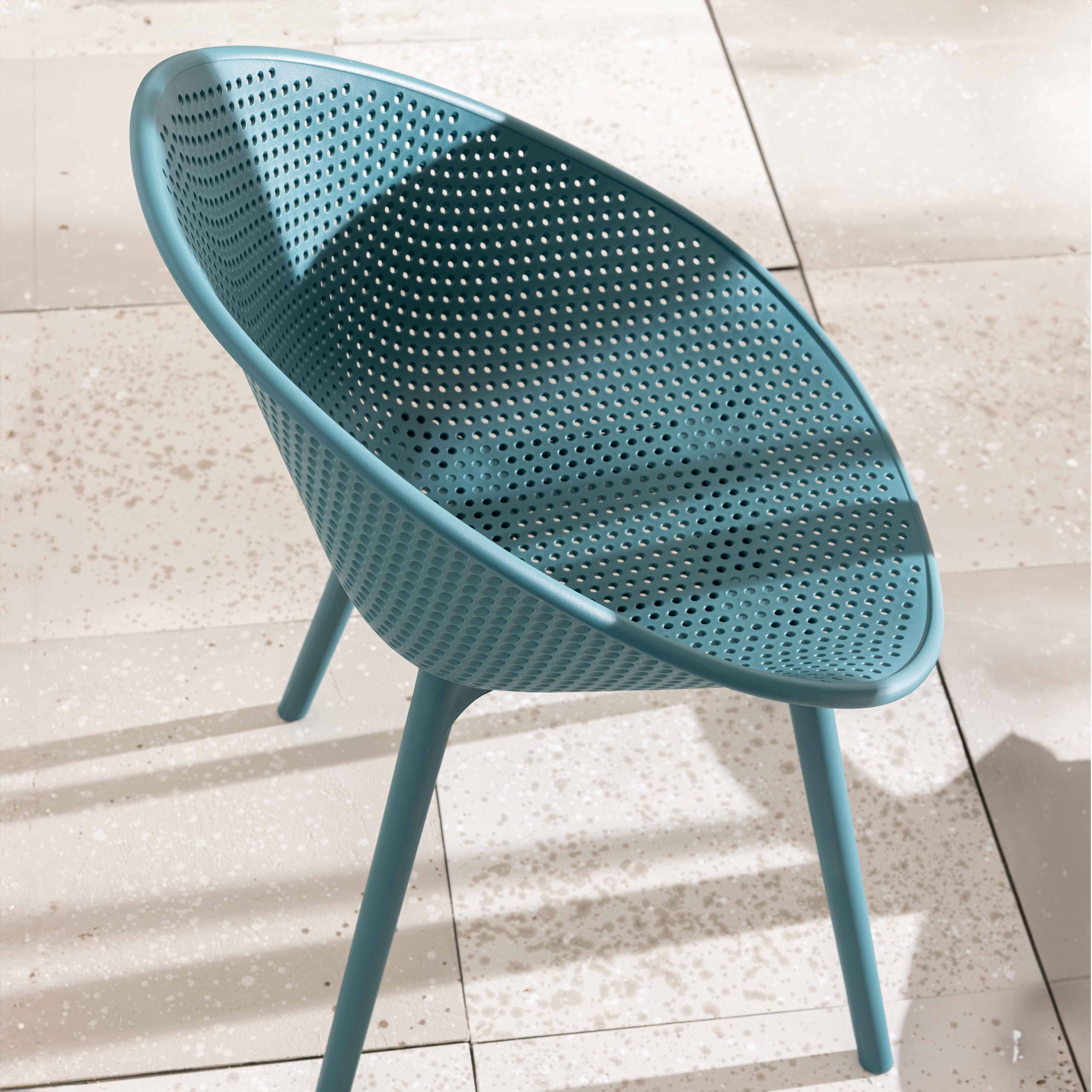 Oviala - Lot de 4 chaises de terrasse en plastique bleu canard Buda - Oviala - Imagen 2