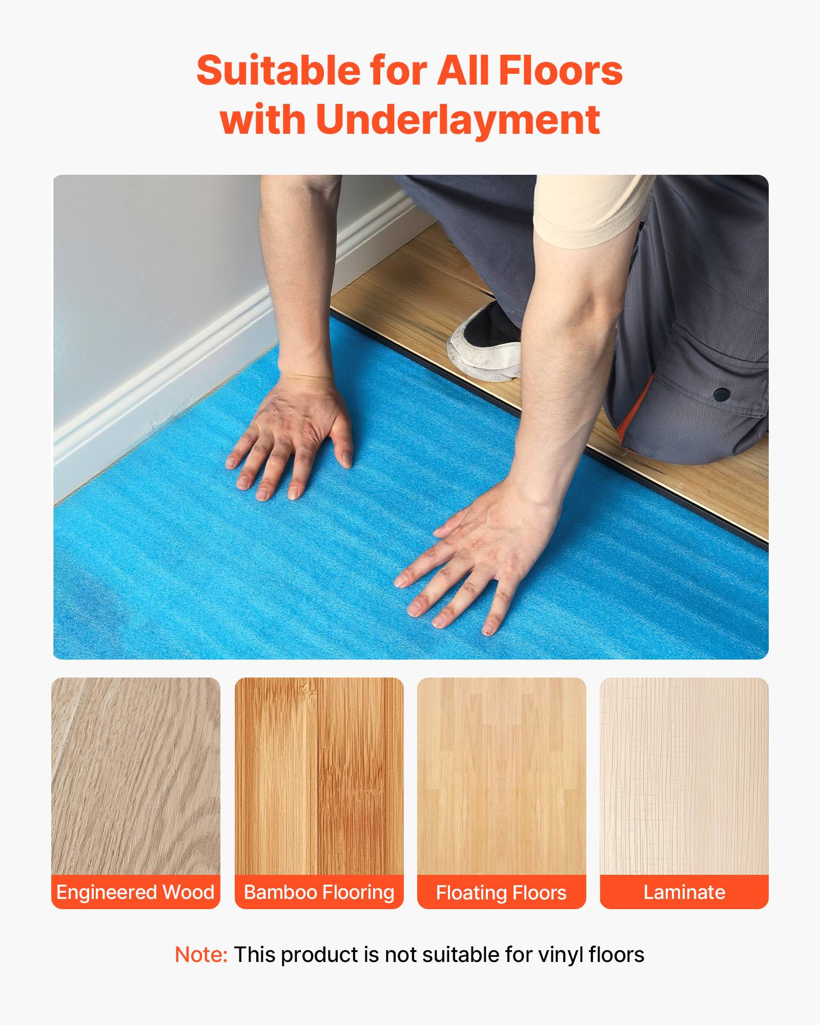 Vevor - VEVOR Sous-couche parquet 3x9,3 m² 2 mm, mousse EPE, film PE imperméable, isolation acoustique et anti-humidité. - Image 5