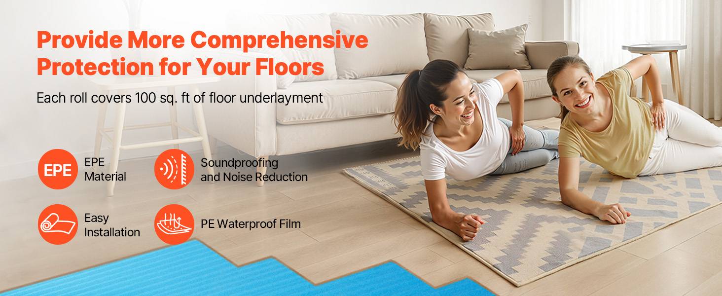 Vevor - VEVOR Sous-couche parquet 3x9,3 m² 2 mm, mousse EPE, film PE imperméable, isolation acoustique et anti-humidité. - Image 9