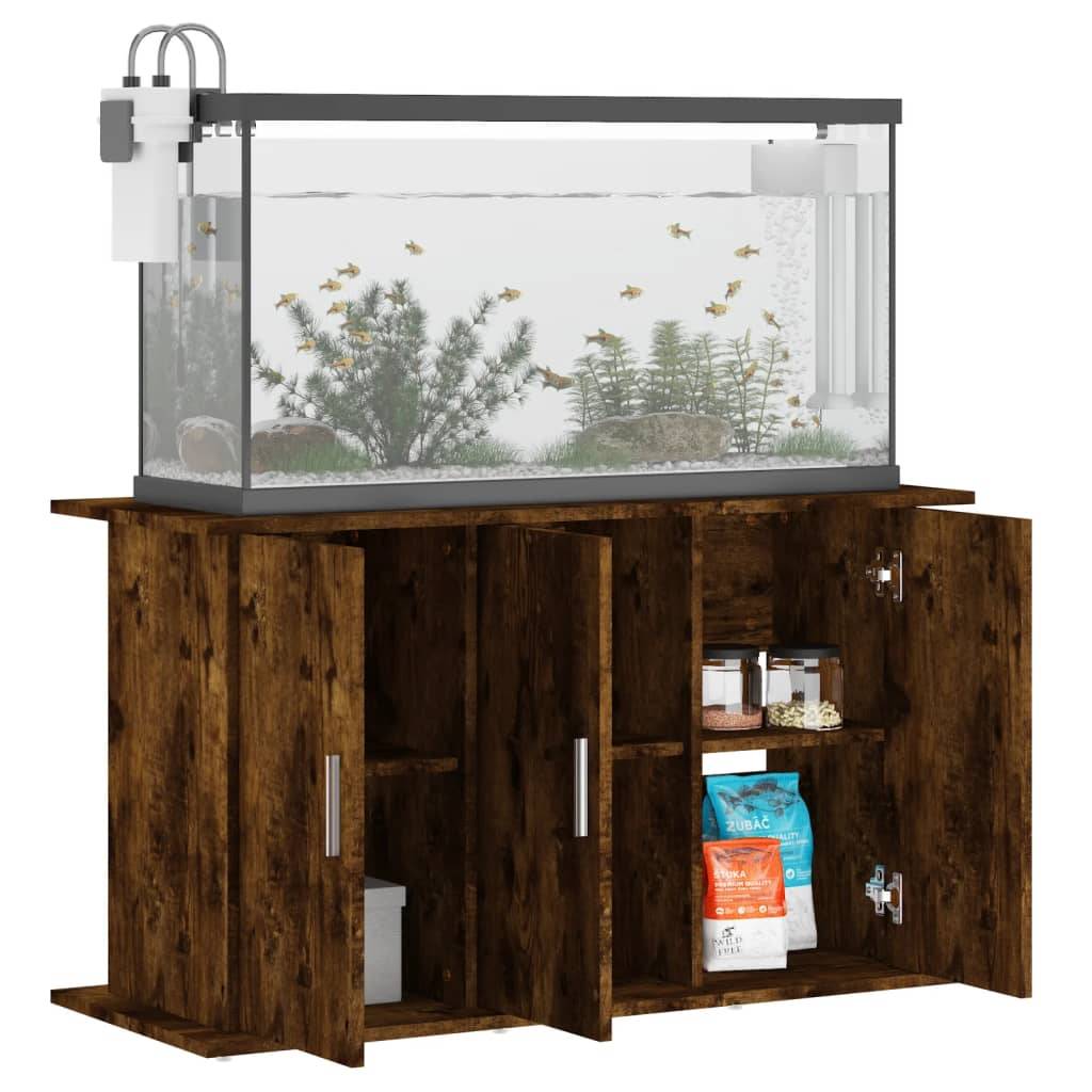Meuble Aquarium Bois Ingénierie avec Rangement 6 Portes pour Salon Chêne Fumé - ComfortXL Outdoor Living - Image 3