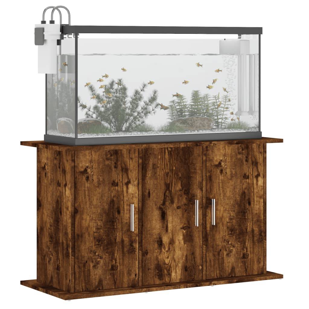 Meuble Aquarium Bois Ingénierie avec Rangement 6 Portes pour Salon Chêne Fumé - ComfortXL Outdoor Living - Image 4