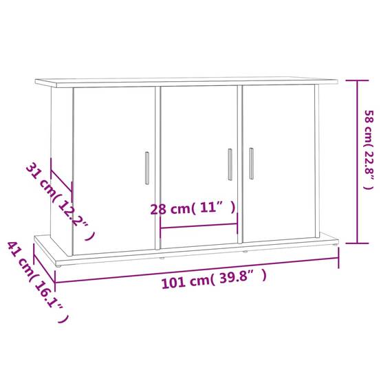 Meuble Aquarium Bois Ingénierie avec Rangement 6 Portes pour Salon Chêne Fumé - ComfortXL Outdoor Living - Image 5