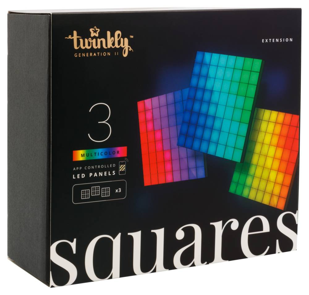 Squares Extensions – Panneaux LED Contrôlés par Application avec 64 Pixels RVB Noir. 3 Tuiles d'Extension - Imagen 5