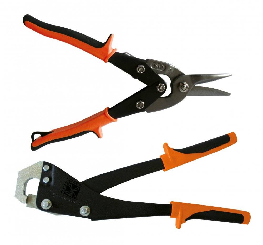 Lot de 2 pinces plaquiste – 1 cisaille à tôle type aviation + 1 pince à sertir - Mondelin