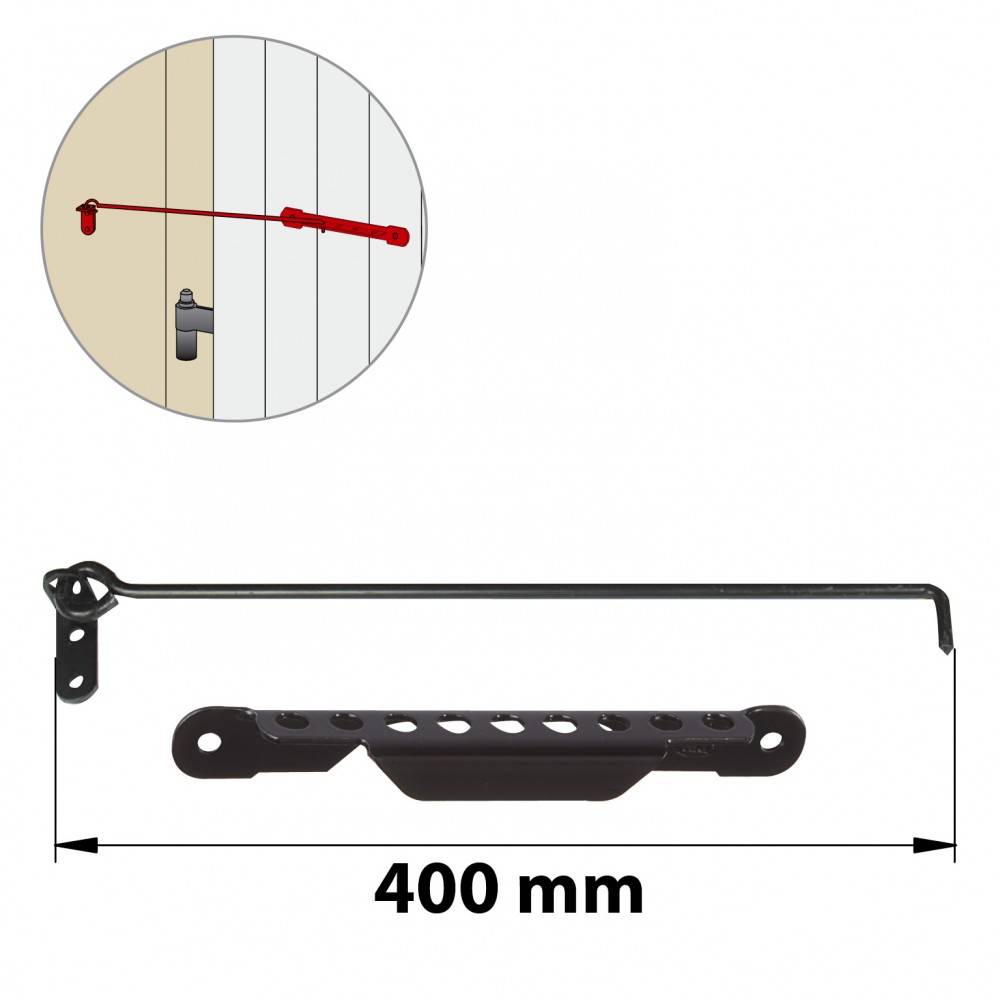 Afbat - Crochet sur platine et crémaillère acier prépeint, H.70 x L.350 x P.20 mm - Image 2
