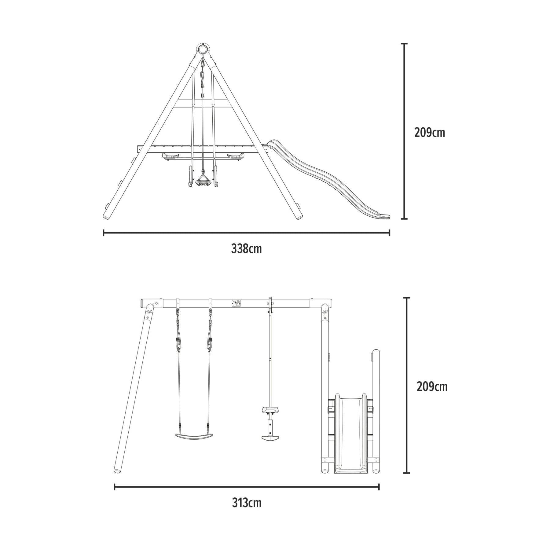 Tp Toys - Station PALMIER balançoire - vis-à-vis - toboggan - kit d'ancrage - bois FSC® h209 cm - Imagen 3