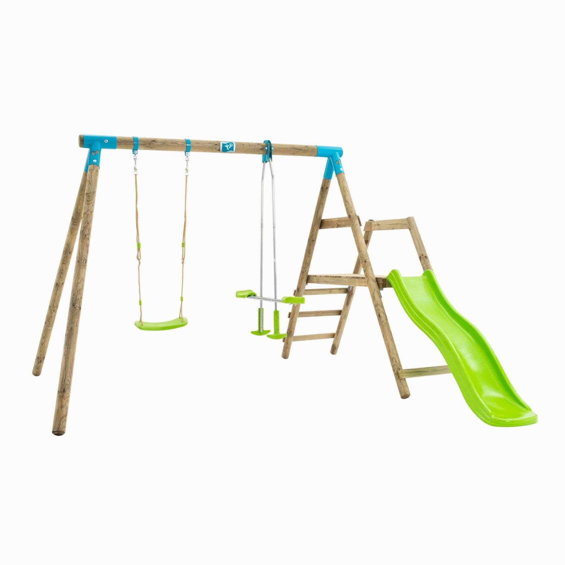 Tp Toys - Station PALMIER balançoire - vis-à-vis - toboggan - kit d'ancrage - bois FSC® h209 cm - Imagen 1