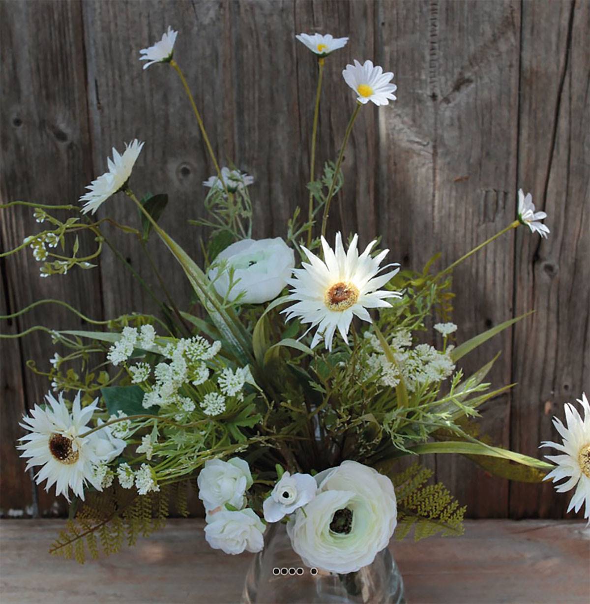 Artificielles - Joli bouquet de gerberas et de renoncules artificiels H 45 cm Crème - couleur: Crème - Imagen 1