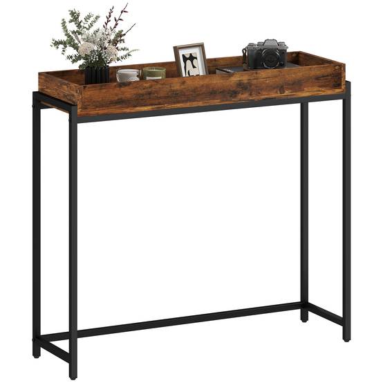 Table d'entrée, console étroite, métal, panneaux de particules, brun rustique - Image 2