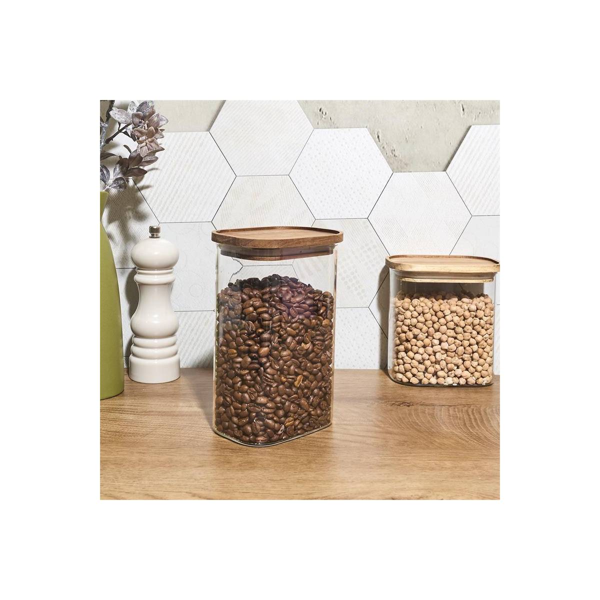 The Home Deco Factory - Bocal de Conservation "Heritage" 1,3L Transparent & Marron - Image 4