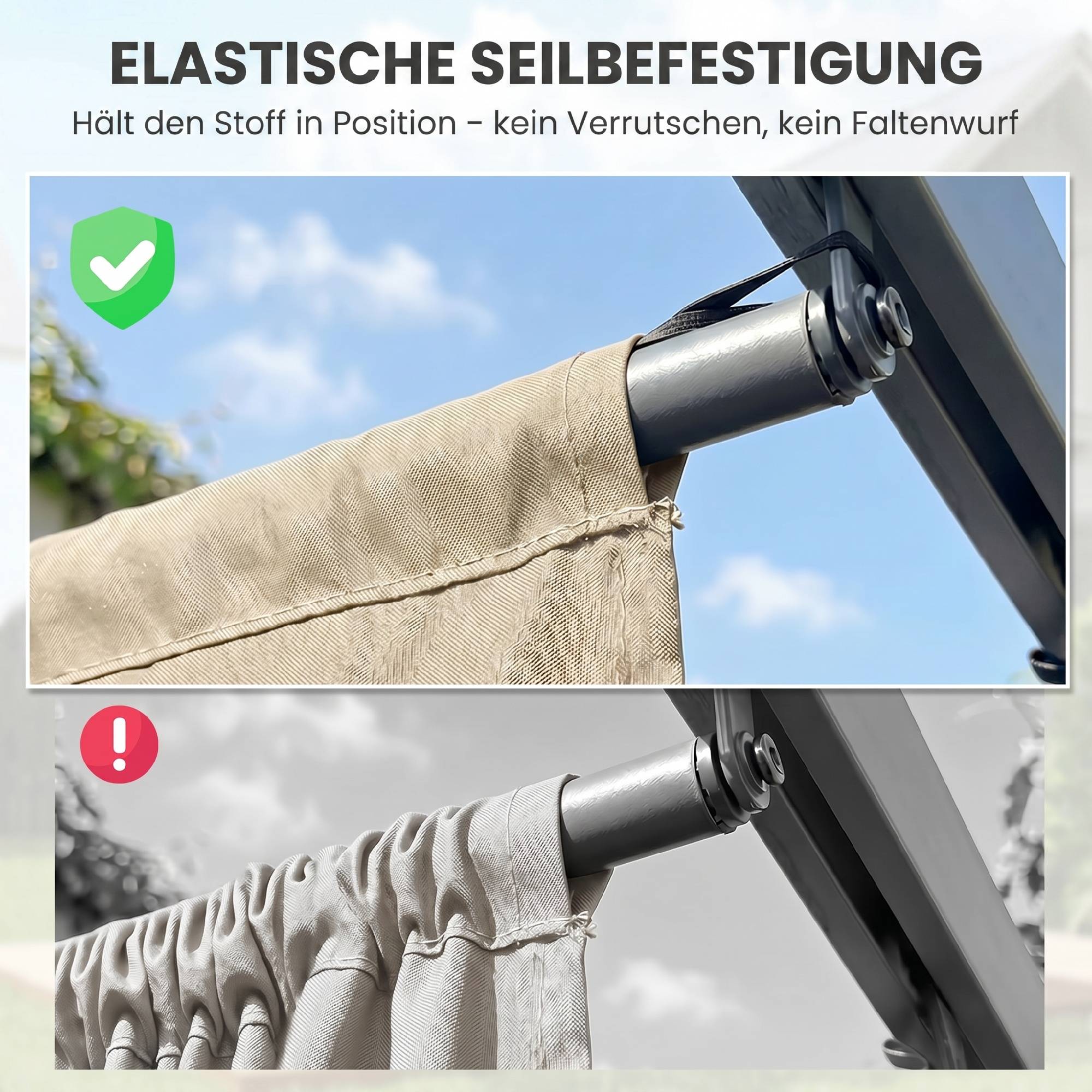 Toit remplacement pergola 3x3 m rétractable trous évacuation résistant polyester beige 250x255 cm beige - Image 9