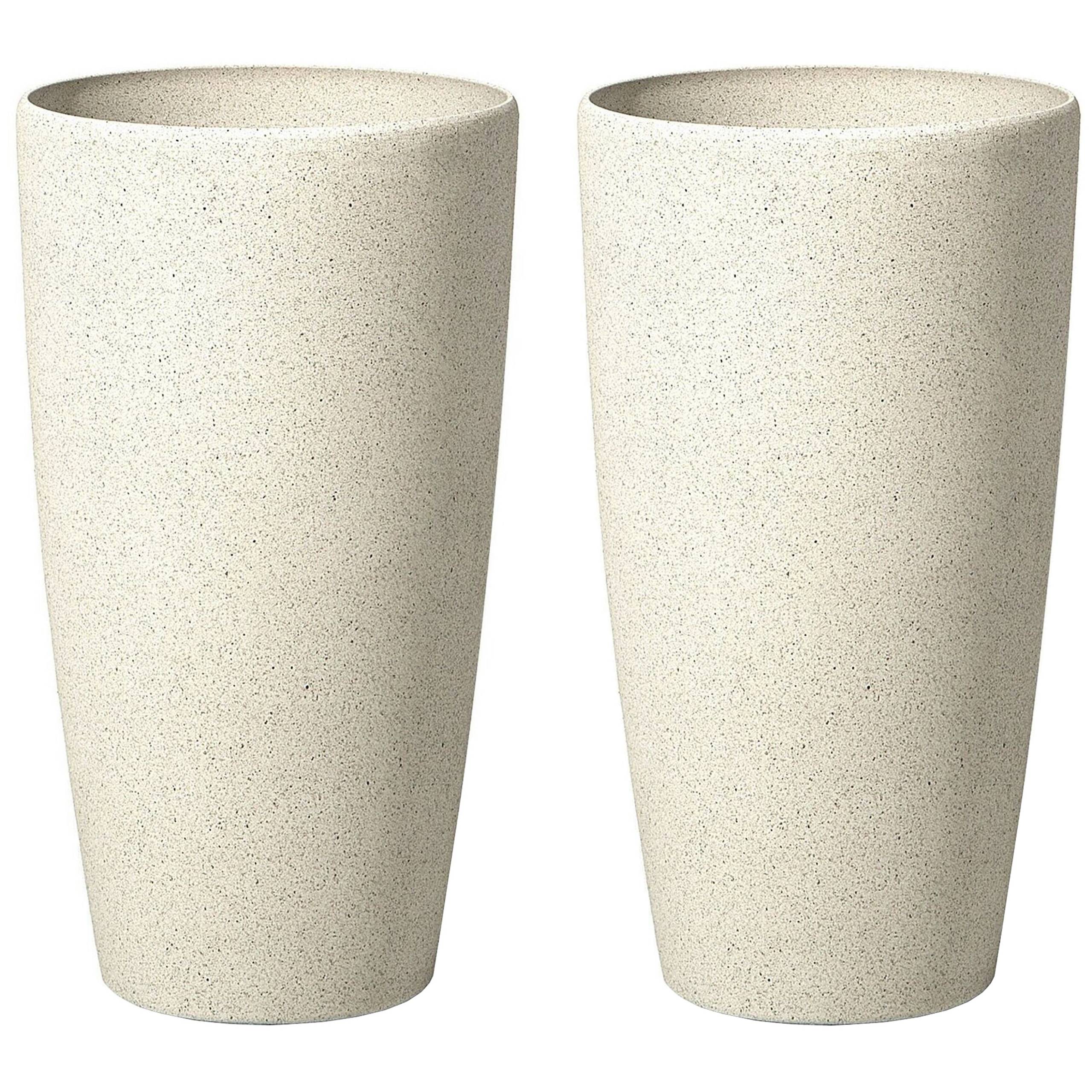 Cache-pot d'extérieur Fibre d'argile Beige clair ABDERA - Beliani - Image 1