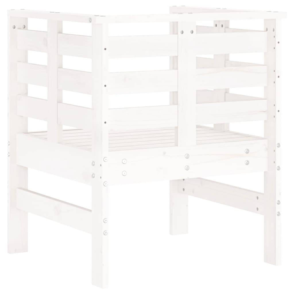Lot de 2 Chaises de jardin - Chaises d'extérieur - Fauteuils de jardin blanc 61,5x53x71 cm bois pin massif - Image 7