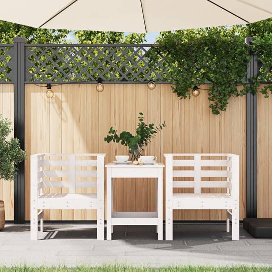 Lot de 2 Chaises de jardin - Chaises d'extérieur - Fauteuils de jardin blanc 61,5x53x71 cm bois pin massif - Image 3