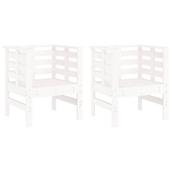 Lot de 2 Chaises de jardin - Chaises d'extérieur - Fauteuils de jardin blanc 61,5x53x71 cm bois pin massif - Image 1