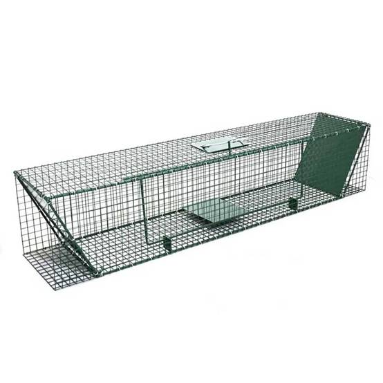 Piège à trappes type US 2 entrées maille acier vert 125x26x26cm - Image 1
