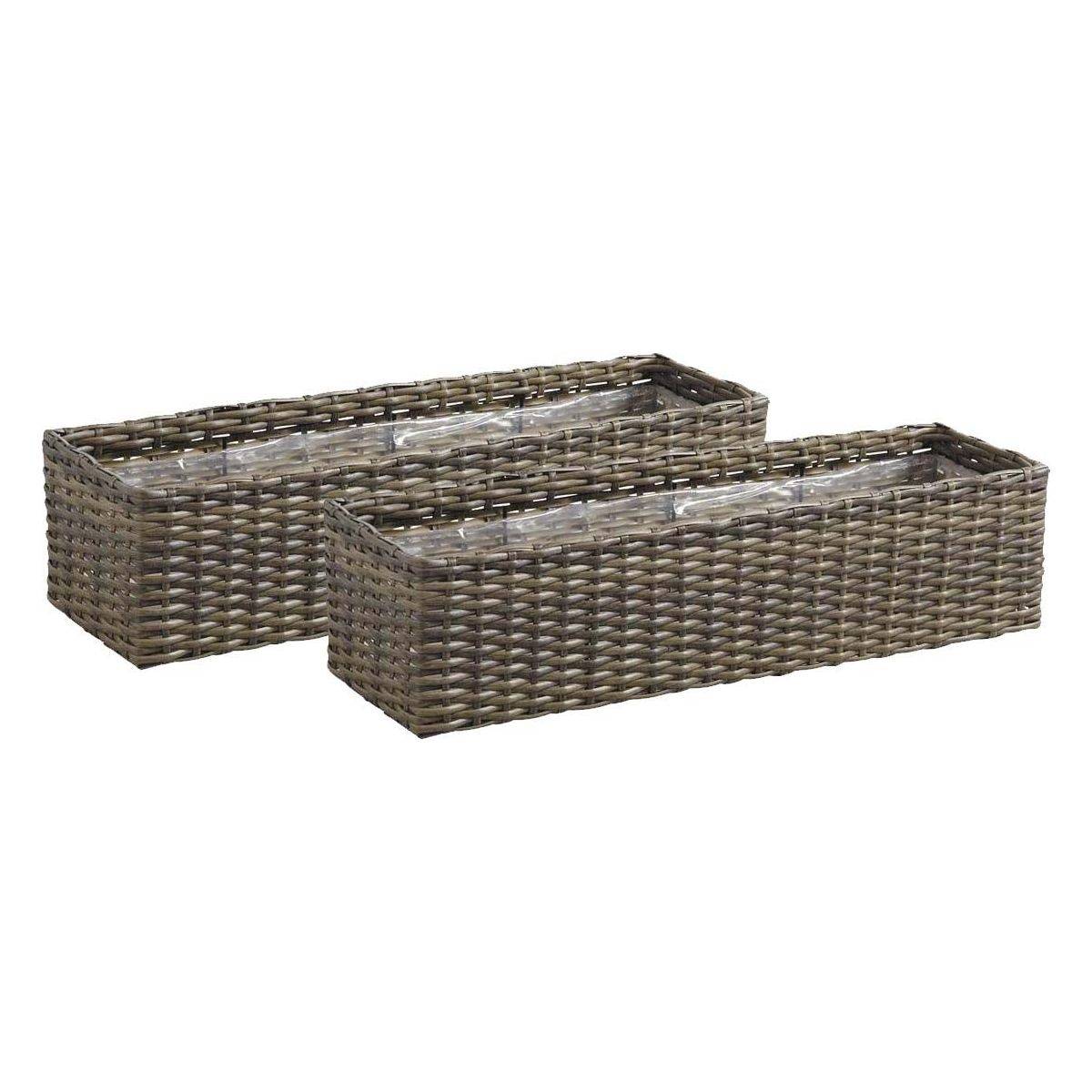 Aubry Gaspard - Jardinière rectangulaire en rotin synthétique (Lot de 2) - Imagen 1