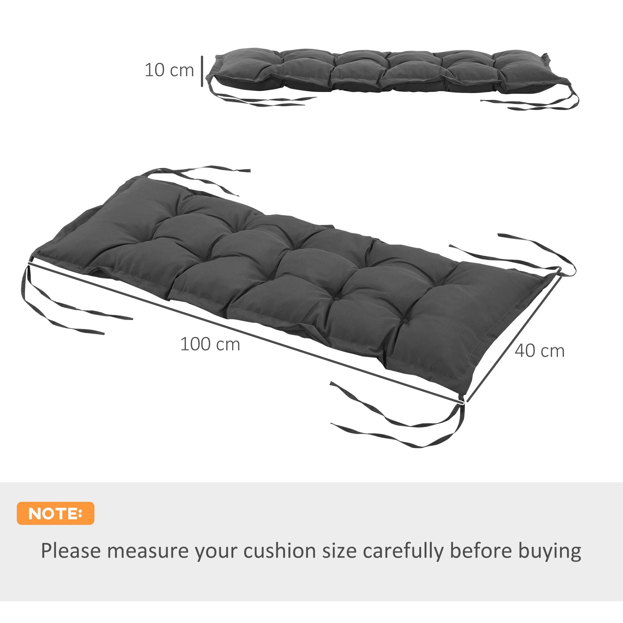 Outsunny - Coussin de banc de jardin 100x40cm rembourrage épais doux intérieur/extérieur gris foncé - Outsunny - Image 3