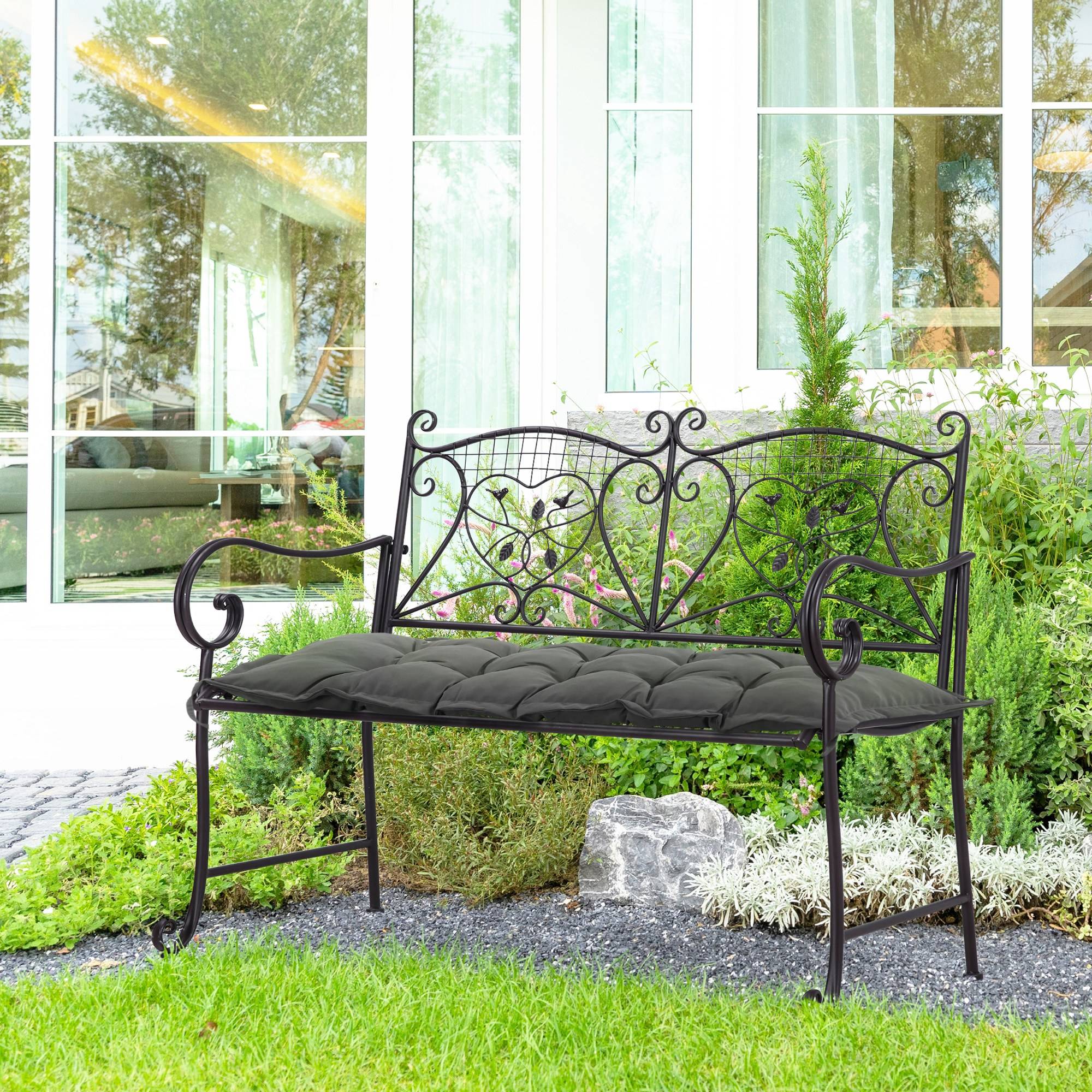 Outsunny - Coussin de banc de jardin 100x40cm rembourrage épais doux intérieur/extérieur gris foncé - Outsunny - Image 2