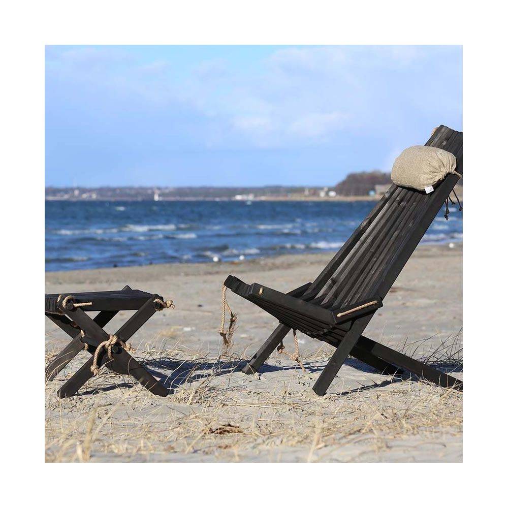 Ecofurn - Chilienne scandinave avec repose-pieds Pin Noir - Imagen 2