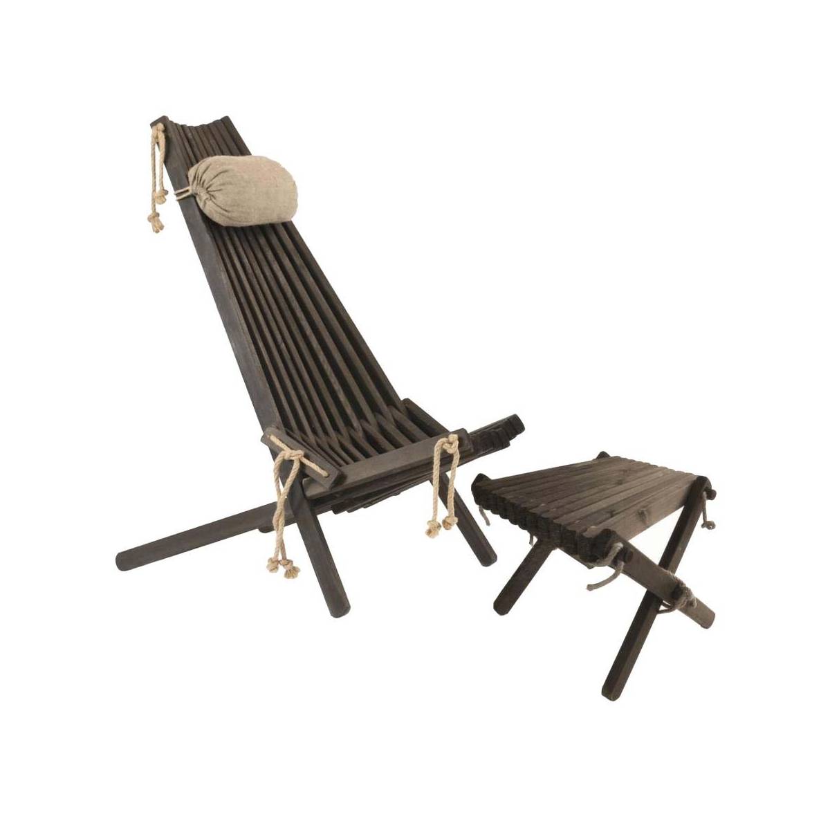 Ecofurn - Chilienne scandinave avec repose-pieds Pin Noir - Imagen 1