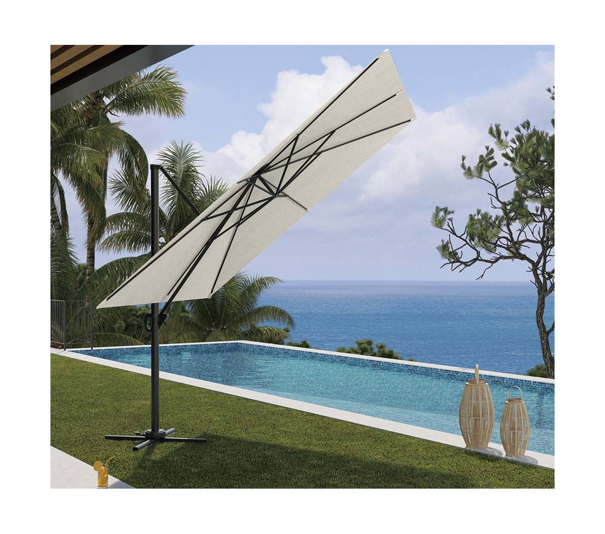 Parasol déporté 4x3m - Lin en Aluminium - LUXEKING - Imagen 4