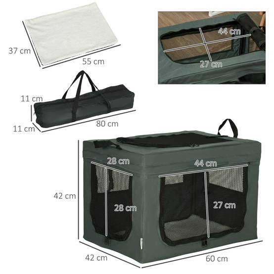 Sac de transport pliable tissu gris noir 60 x 42 x 42 cm - PANGIVO - Image 5