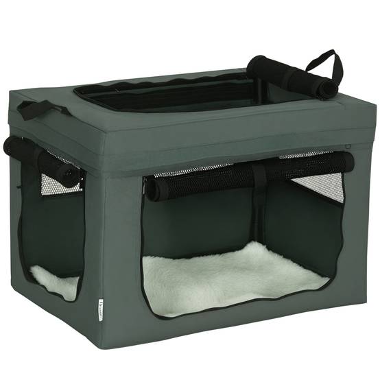 Sac de transport pliable tissu gris noir 60 x 42 x 42 cm - PANGIVO - Image 1