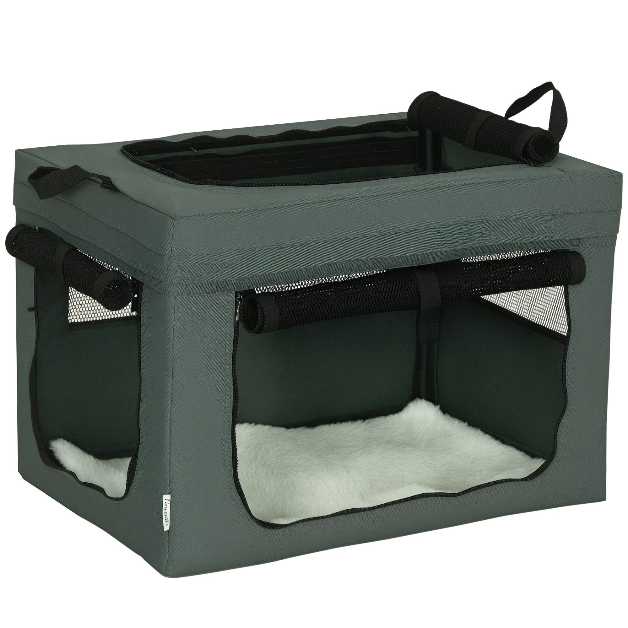 Sac de transport pliable tissu gris noir 60 x 42 x 42 cm - PANGIVO - Image 1