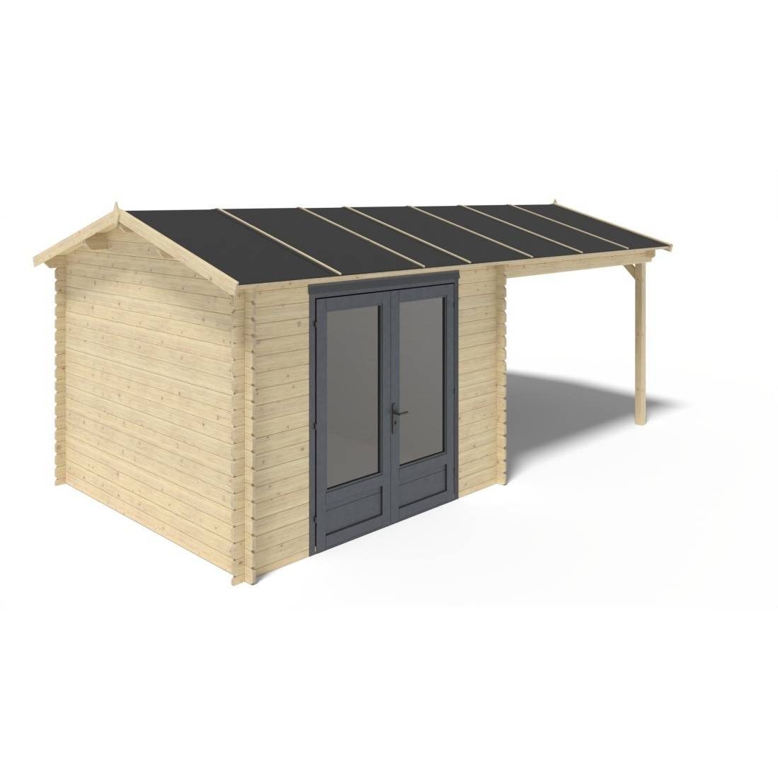 Altanka - Abri de jardin en bois - 17.4m2 - 5.79x3m - Ep. 28mm - Couleur: naturel - DOM640 - ALTANKA - Imagen 6